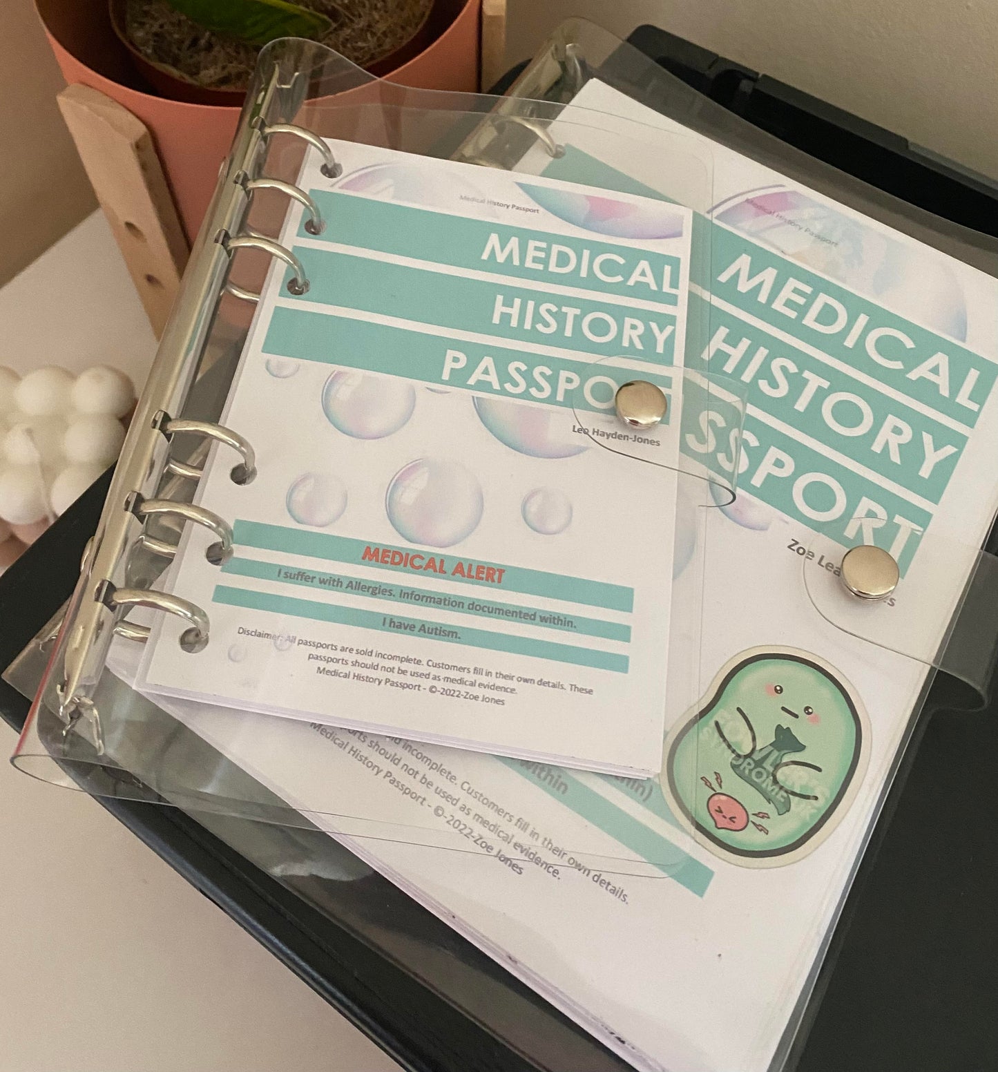 Endometriosis 'Mini' Medical History Passports - Clear Cover