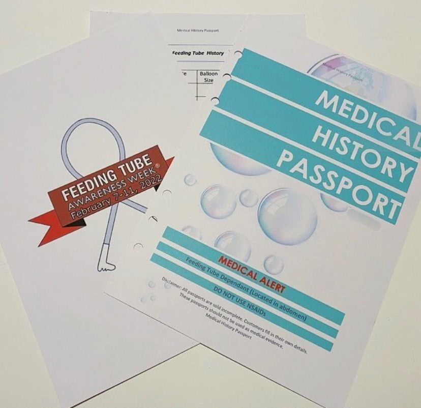 Feeding Tube Medical History Passport - Coloured Cover