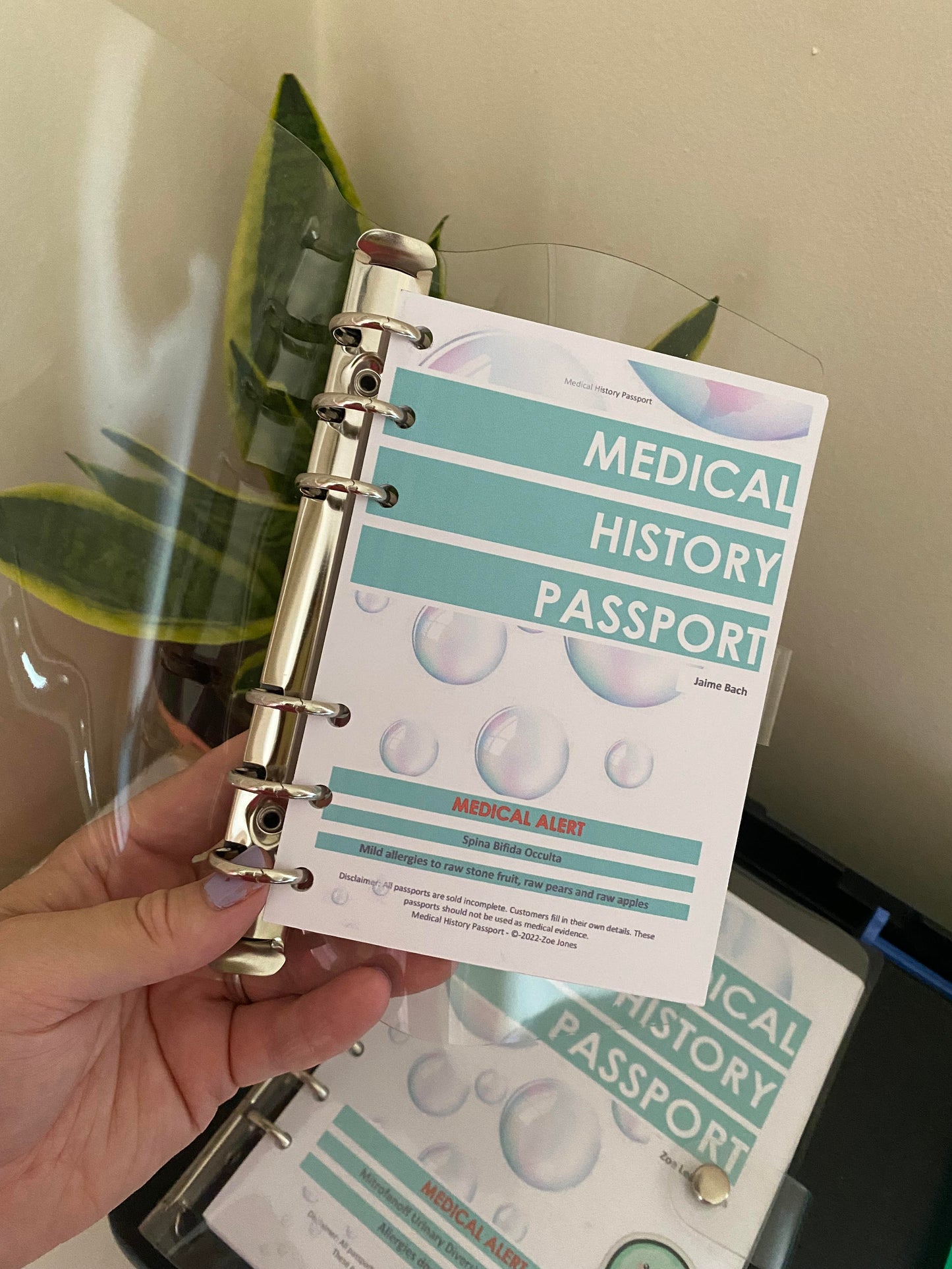 Endometriosis 'Mini' Medical History Passports - Clear Cover
